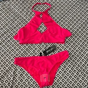 Nasty Gal /South Beach Ruffle Trim High Neck Bikini